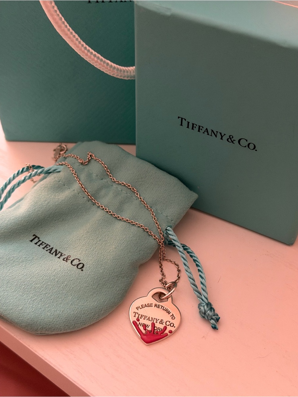 Tiffany & Co. pink splash heart necklace